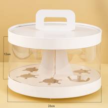 Plastic round box for cupcakes white 1 tier with handle (for 6 pcs.)