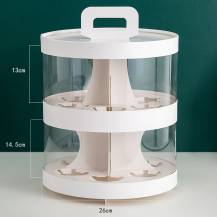 Plastic round box for cupcakes, white, 2 floors with a handle (for 12 pcs.)