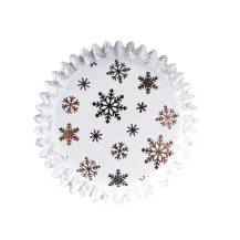 PME košíčky na muffiny s alobalovým vnitřkem Vánoční stříbrné a bílé s vločkami (60 ks)