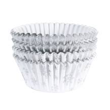 PME košíčky na muffiny s alobalovým vnitřkem Vánoční stříbrné a bílé s vločkami (60 ks)