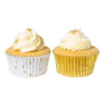 PME košíčky na muffiny s alobalovým vnitřkem Vánoční zlaté a bílé s hvězdičkami (60 ks)