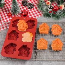 Silikonová forma na pečení/na mražené dezerty Vánoční domečky (na 6 ks)