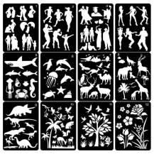 Stencily Lidé, zvířata a květiny (12 ks)