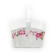 Svatební košíček na cukroví vzor dřevo s květinami (10 x 6,7 x 8 cm) 1