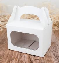 Svatební krabička na makronky bílá (8 x 5,7 x 5,7 cm) 1