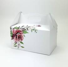 Svatební krabička na výslužku bílá s růží (20 x 13 x 11 cm) 1