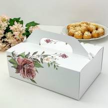 Svatební krabička na výslužku bílá s růží (26 x 18 x 9,5 cm) 1