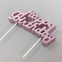 Svíčka Happy Birthday růžová