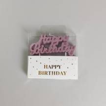 Svíčka Happy Birthday růžová