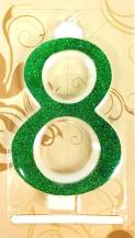 Svíčka velká zelená číslo 8
