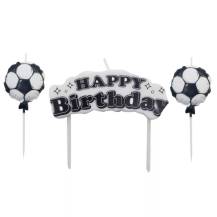 Svíčky Happy Birthday a fotbalové míče (3 ks)