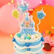 Svíčky Happy Birthday rmodré se zámkem a balónky (3 ks)