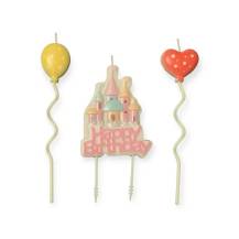 Svíčky Happy Birthday růžové se zámkem a balónky (3 ks)