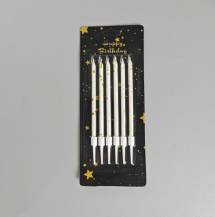 Svíčky Star bílé se zlatým zdobením (6 ks)