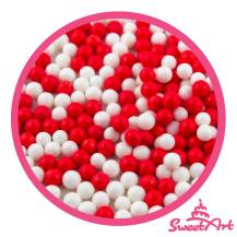 SweetArt cukrovej perly červenej a bielej 5 mm (80 g)