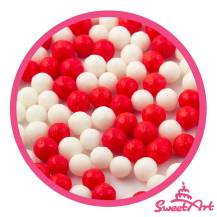 SweetArt cukrovej perly červenej a bielej 7 mm (80 g)