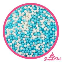Perles en sucre SweetArt bleues et blanches 5 mm (80 g)