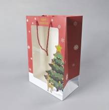 Vánoční dárková taška červená (35 x 24 x 14 cm)