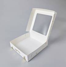 Vánoční krabice na cukroví bílo-zlatá nepromastitelná (20 x 20 x 5 cm)