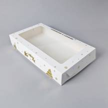 Vánoční krabice na cukroví bílo-zlatá nepromastitelná (35 x 20 x 6 cm)