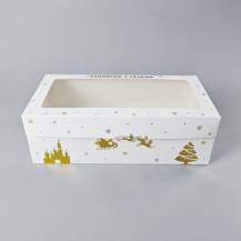 Vánoční krabice na cukroví bílo-zlatá nepromastitelná (40 x 20 x 13 cm)