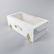 Vánoční krabice na cukroví bílo-zlatá nepromastitelná (40 x 20 x 13 cm)