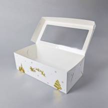 Vánoční krabice na cukroví bílo-zlatá nepromastitelná (40 x 20 x 13 cm)