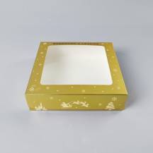 Vánoční krabice na cukroví zlato-bílá nepromastitelná (20 x 20 x 5 cm)