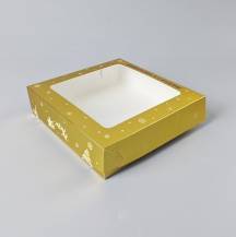 Vánoční krabice na cukroví zlato-bílá nepromastitelná (20 x 20 x 5 cm)