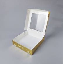 Vánoční krabice na cukroví zlato-bílá nepromastitelná (20 x 20 x 5 cm)