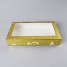 Vánoční krabice na cukroví zlato-bílá nepromastitelná (35 x 20 x 6 cm)