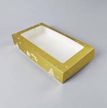 Vánoční krabice na cukroví zlato-bílá nepromastitelná (35 x 20 x 6 cm)