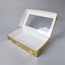 Vánoční krabice na cukroví zlato-bílá nepromastitelná (35 x 20 x 6 cm)