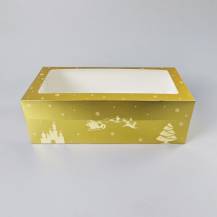 Vánoční krabice na cukroví zlato-bílá nepromastitelná (40 x 20 x 13 cm)