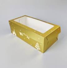 Vánoční krabice na cukroví zlato-bílá nepromastitelná (40 x 20 x 13 cm)