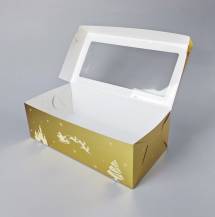 Vánoční krabice na cukroví zlato-bílá nepromastitelná (40 x 20 x 13 cm)