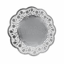 Wimex Dekorativní krajka stříbrná kulatá 32 cm (4 ks)