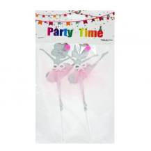 Tortenfigur Silberne Ballerinas mit rosa Rock (2 Stück)