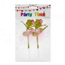 Tortenfigur: Goldene Ballerinen mit rosa Rock (2 Stück)