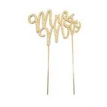 Zápich do dortu kovový zlatý Mr & Mrs
