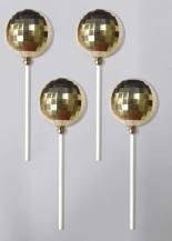 Zápich do dortu Disko koule zlaté 4 cm (4 ks)