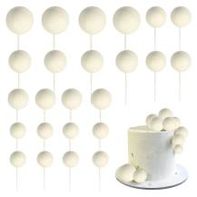 Zápich do dortu Koule béžové různé velikosti (20 ks)