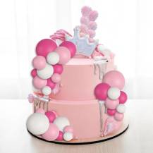 Zapichovací dekorace Koule bílé a růžové různé velikosti (36 ks)