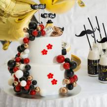 Zapichovací dekorace Koule bílé, červené, černé a zlaté různé velikosti (36 ks)