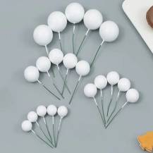 Zápich do dortu Koule bílé různé velikosti (20 ks)