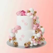 Zapichovací dekorace Koule bílé, růžové a zlaté různé velikosti (36 ks)