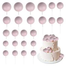 Zápich do dortu Koule bledě růžové různé velikosti (20 ks)