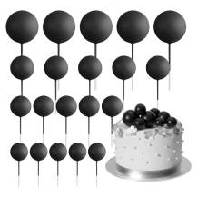 Zápich do dortu Koule černé různé velikosti (20 ks)