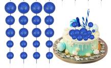 Zápich do dortu Koule modré glitterové různé velikosti (20 ks)