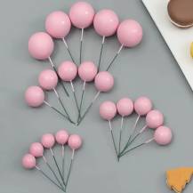 Zápich do dortu Koule růžové různé velikosti (20 ks)